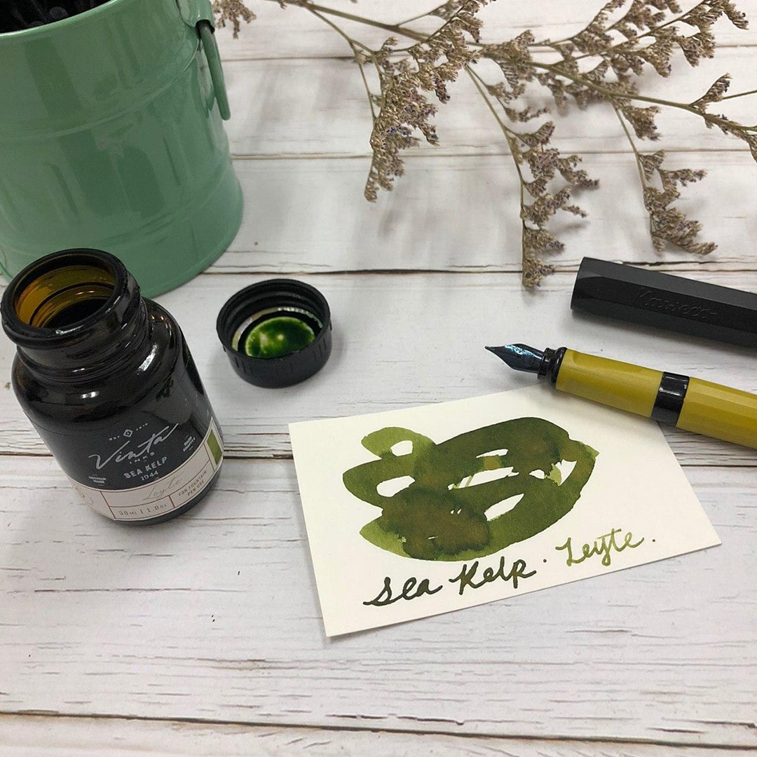 Vinta Inks 30ml Ink Bottle Sea Kelp (Leyte 1944) — bottle at angle
