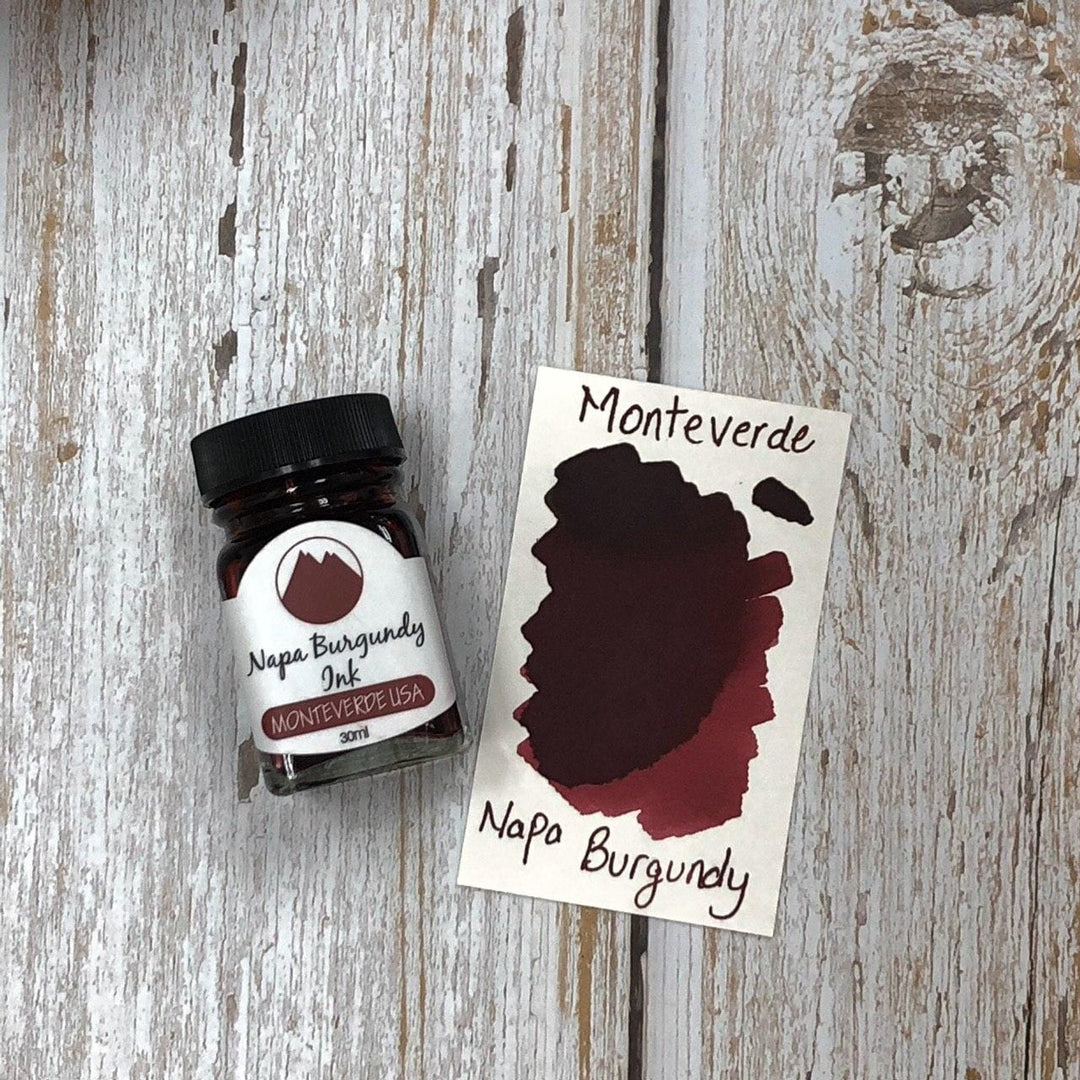 Monteverde 30ml Ink Bottle Napa Burgundy — bottle at angle