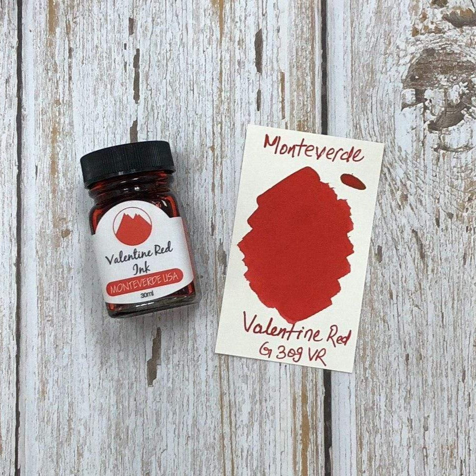 Monteverde 30ml Ink Bottle Valentine Red — bottle at angle