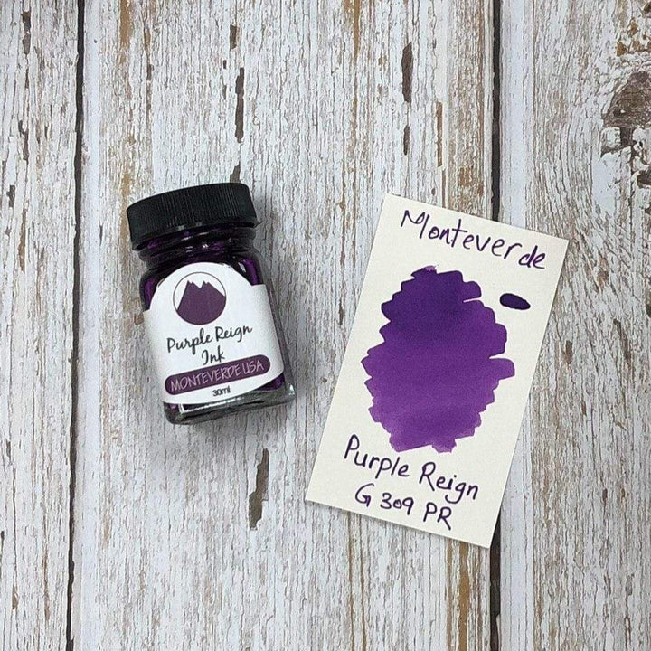 Monteverde 30ml Ink Bottle Purple Reign — bottle at angle