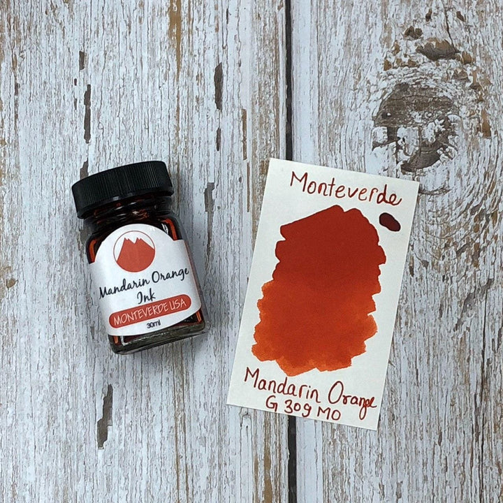 Monteverde 30ml Ink Bottle Mandarin Orange — bottle at angle