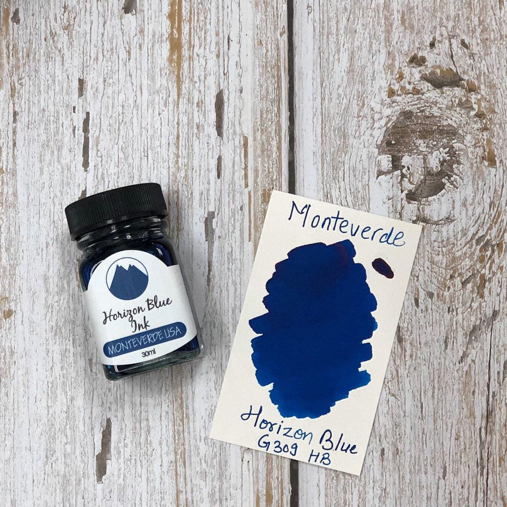 Monteverde 30ml Ink Bottle Horizon Blue — bottle at angle