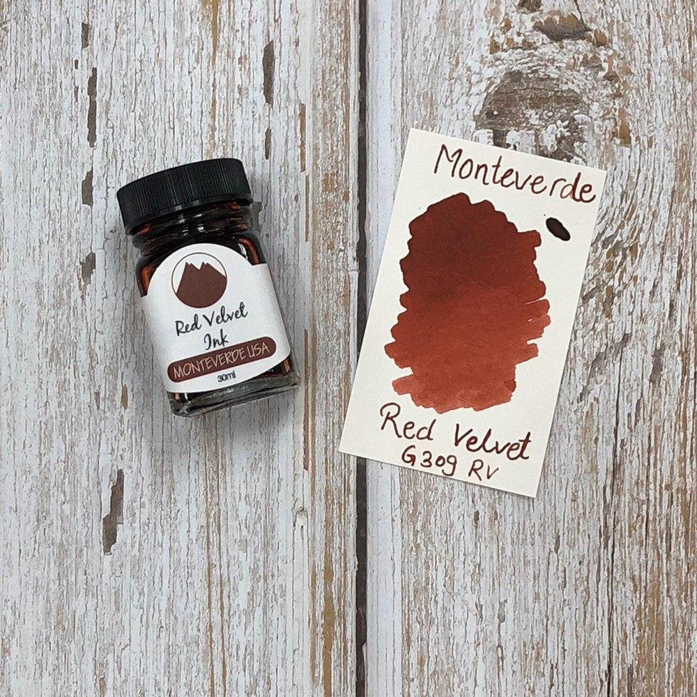 Monteverde 30ml Ink Bottle Red Velvet — bottle at angle