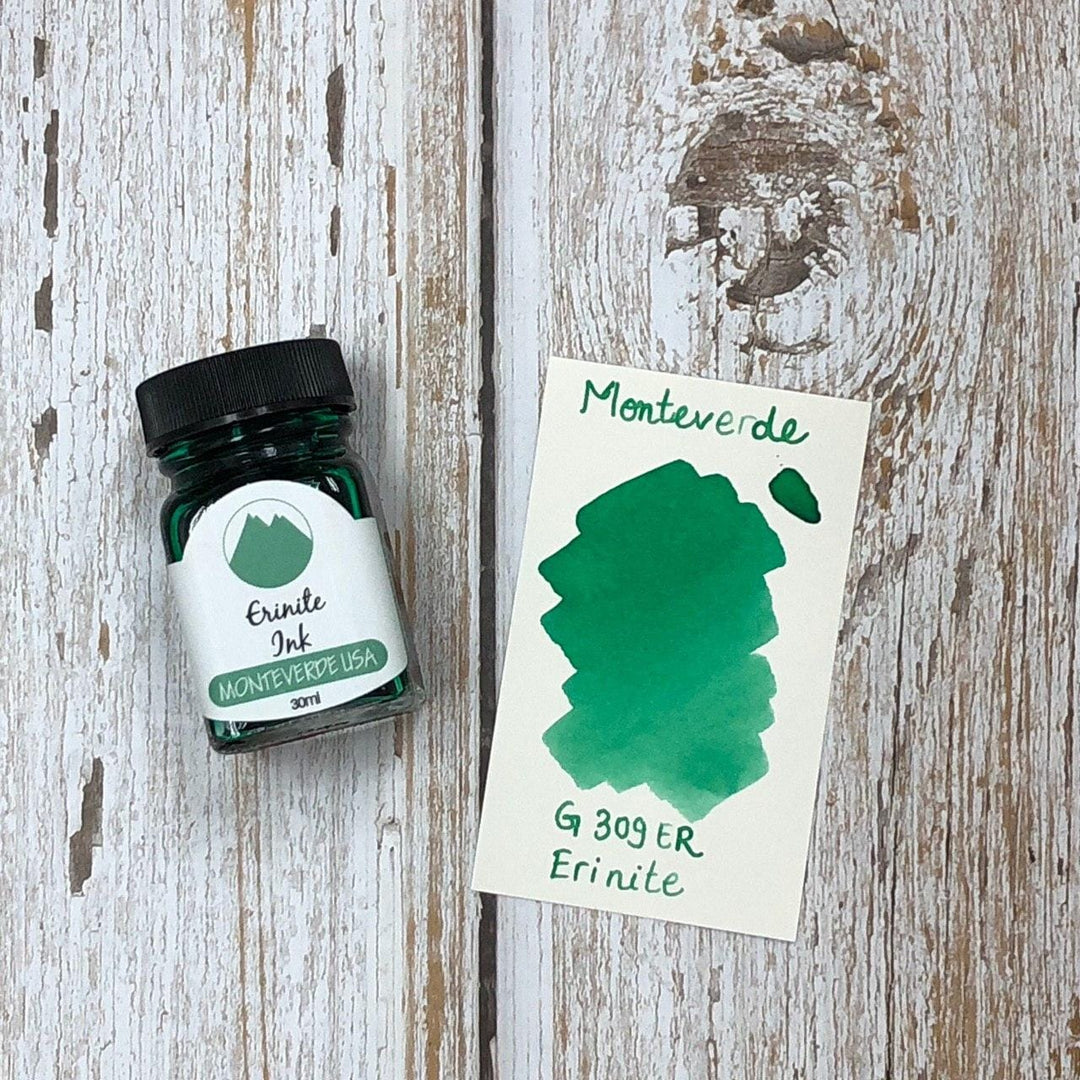 Monteverde 30ml Ink Bottle Erinite — bottle at angle