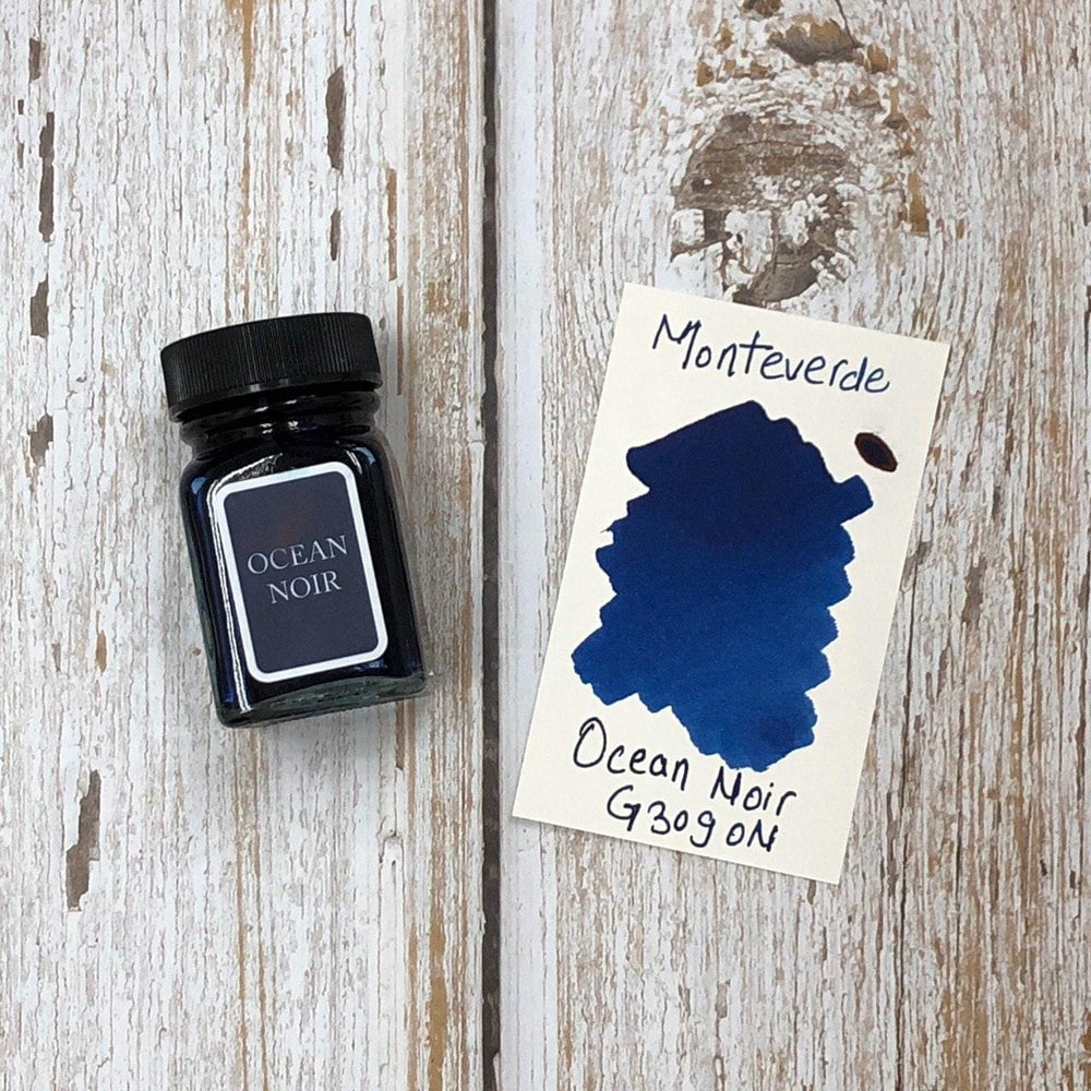 Monteverde 30ml Ink Bottle Ocean-Noir — bottle at angle