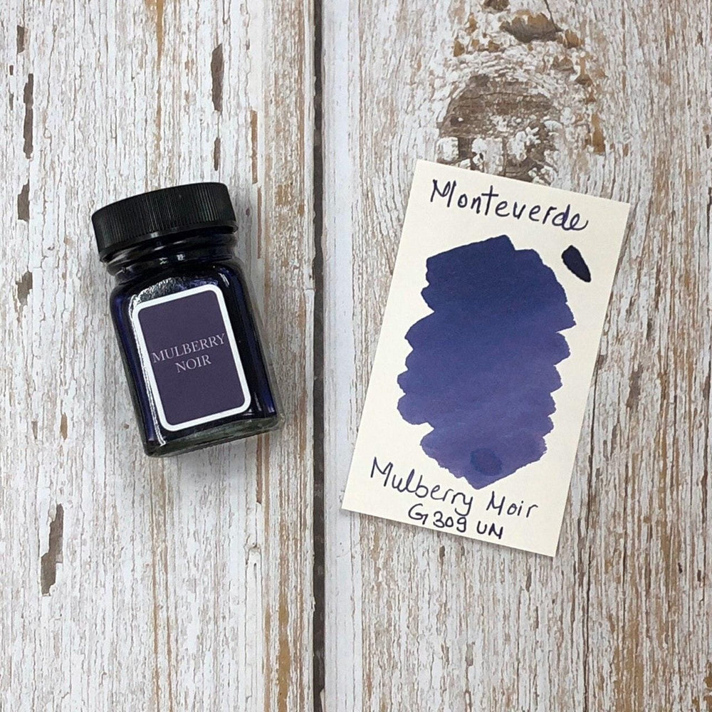 Monteverde 30ml Ink Bottle Mulberry-Noir — bottle at angle