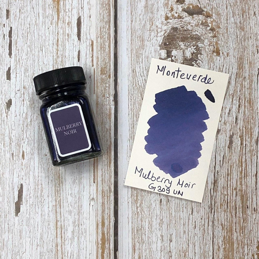 Monteverde 30ml Ink Bottle Mulberry-Noir — bottle at angle