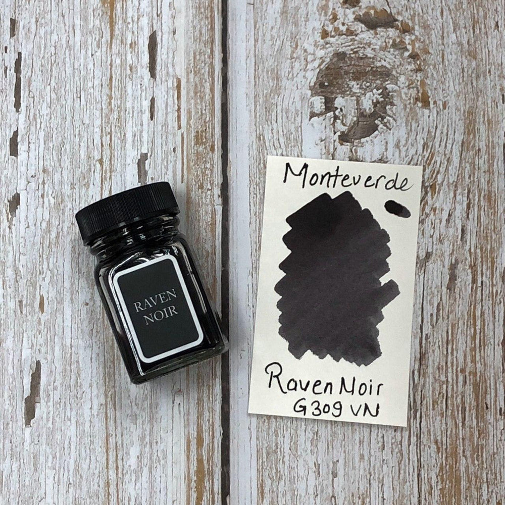 Monteverde 30ml Ink Bottle Raven-Noir — bottle at angle