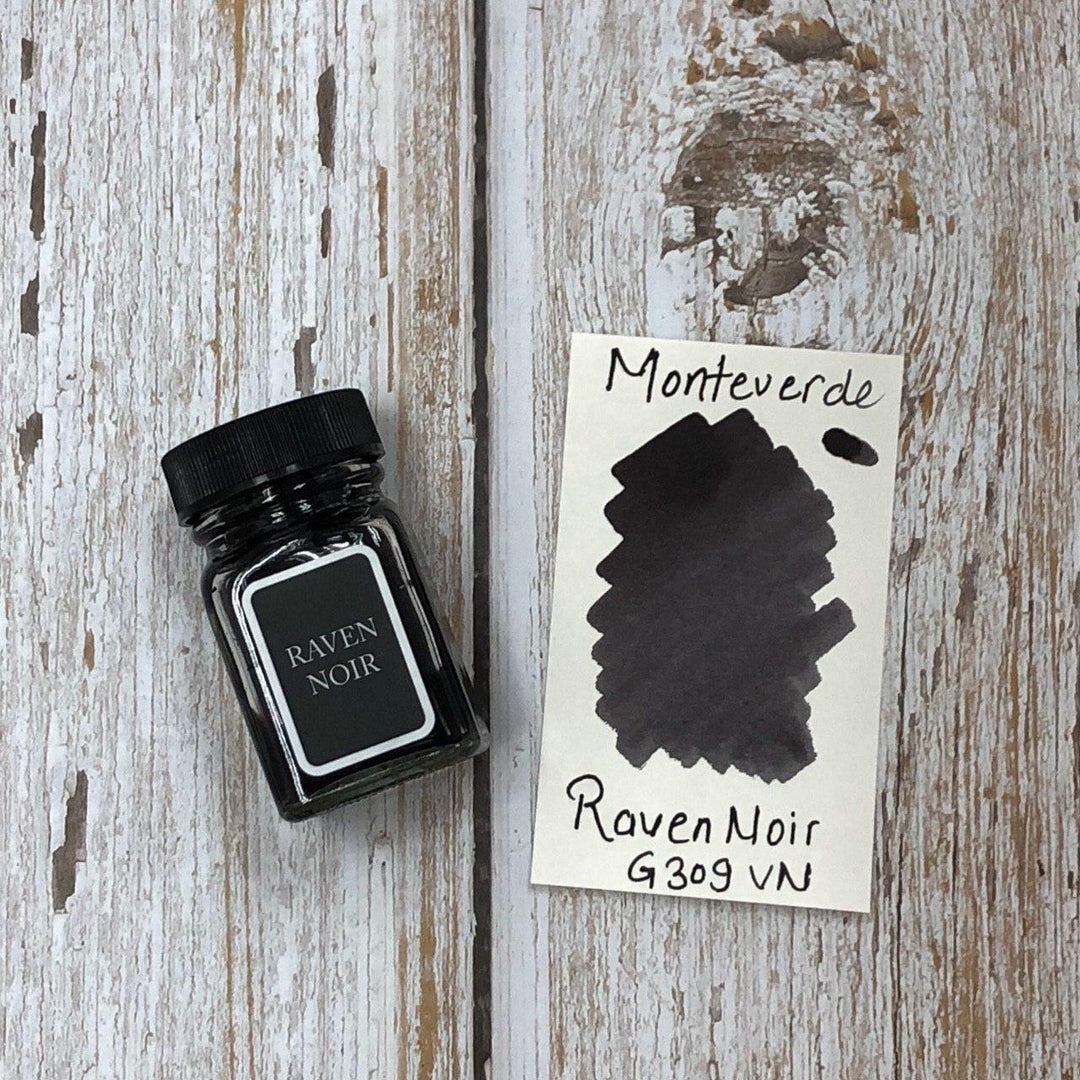 Monteverde 30ml Ink Bottle Raven-Noir — bottle at angle