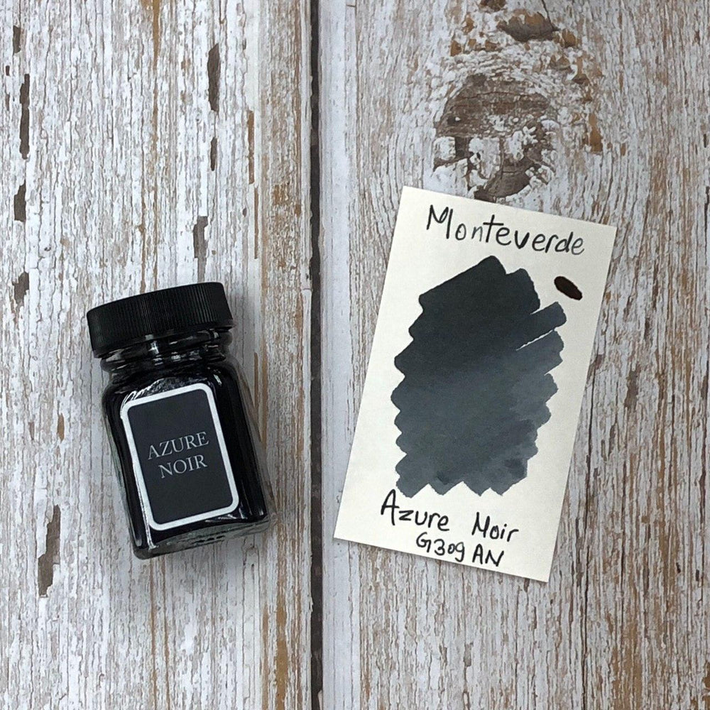 Monteverde 30ml Ink Bottle Azure-Noir — bottle at angle