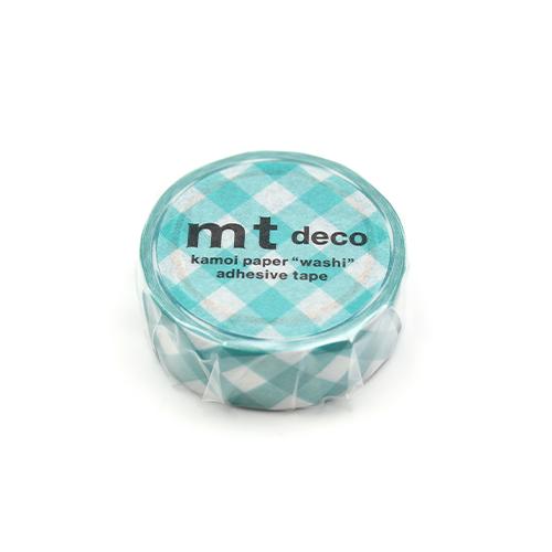 MT Deco Washi Tape - Thick Green Checkered — applied on surface