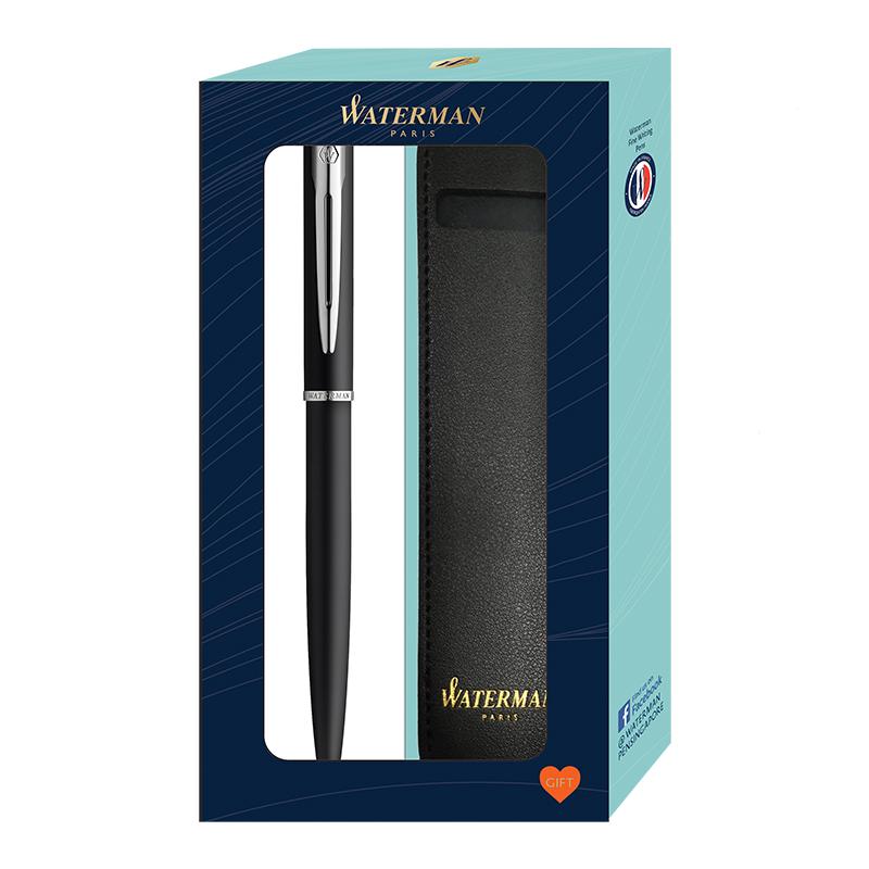Waterman Allure Ballpoint Pen + Pen Sleeve Gift Set — flat lay