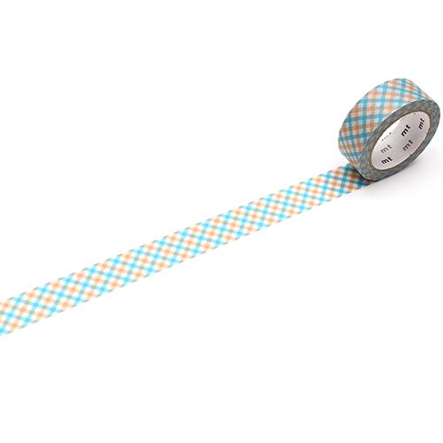 MT Deco Washi Tape - Overlapping Orange Checkered — pattern detail