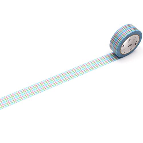 MT Deco Washi Tape Colorful Blue Checkered — roll front