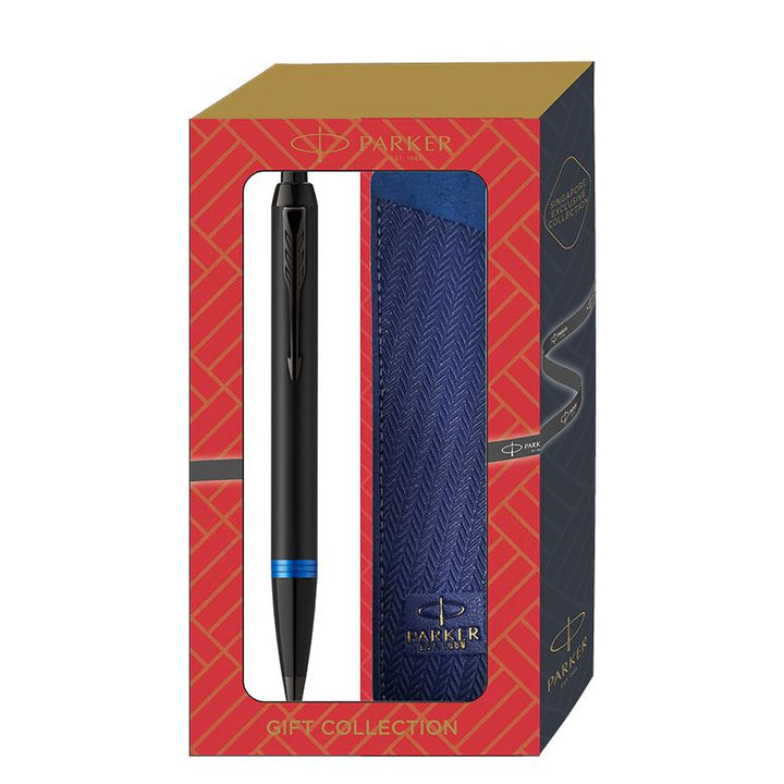 Parker IM Vibrant Rings Ballpoint Pens Gift Set with Matching Pen Sleeves — capped