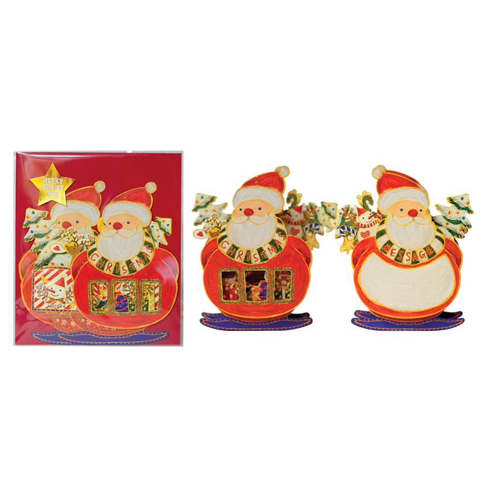D'Won 3D Christmas Pop-Up Santa On Ski Card — front view