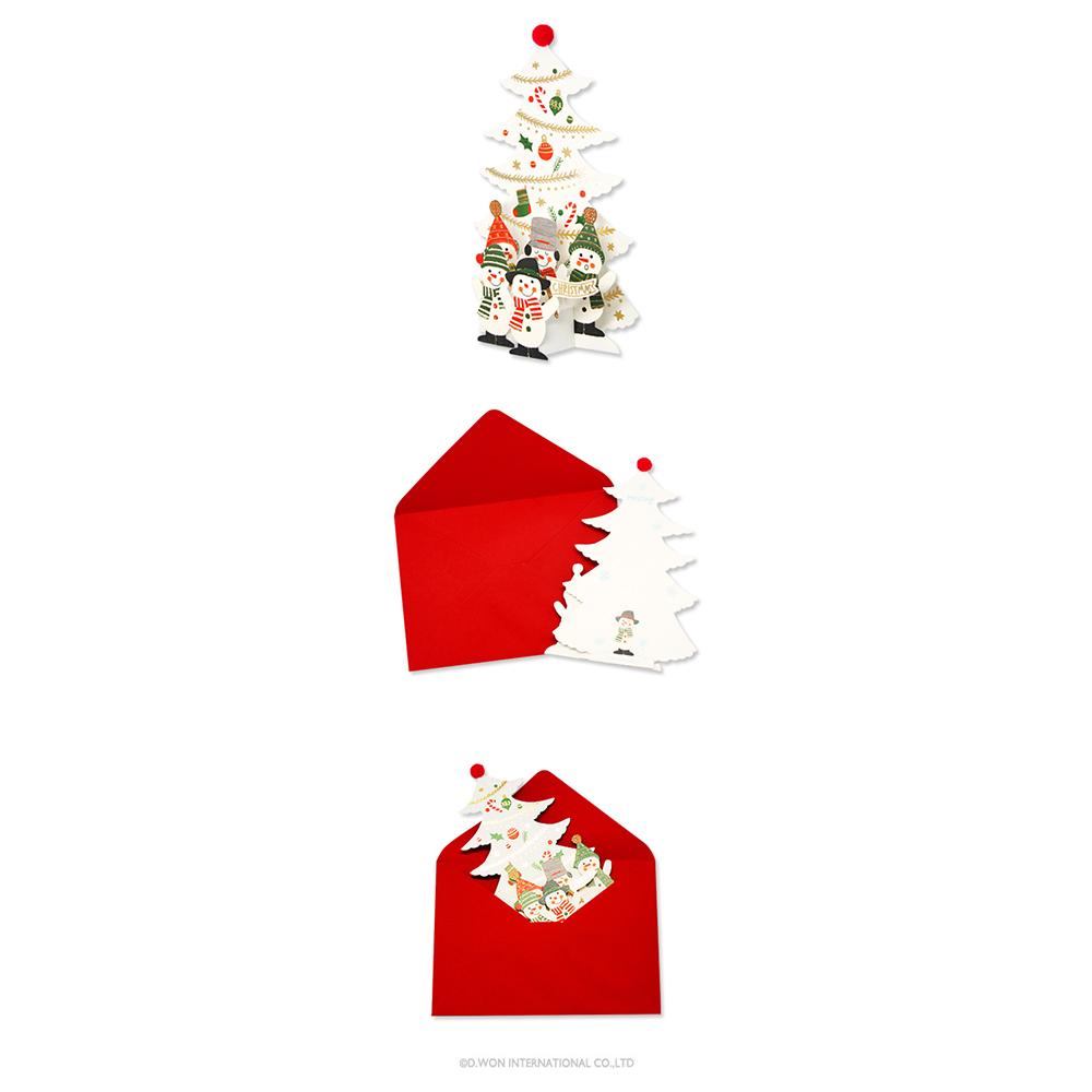 D'Won 3D Christmas Pop-Up Snowmen Choir Card — front view