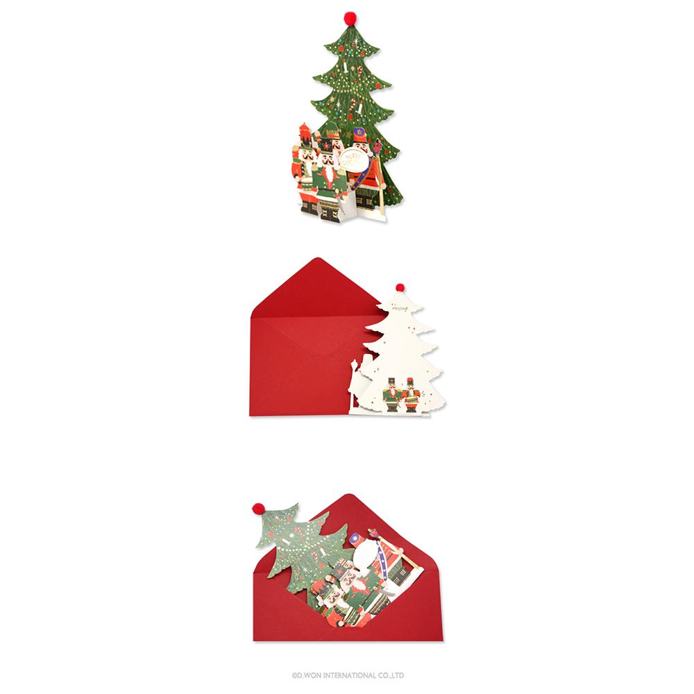 D'Won 3D Christmas Pop-Up Toy Soldier Choir Card — front view
