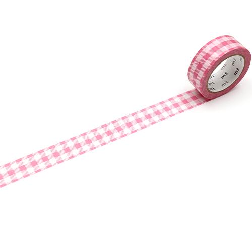 MT Deco Washi Tape - Stripe Pink Checkered — pattern detail