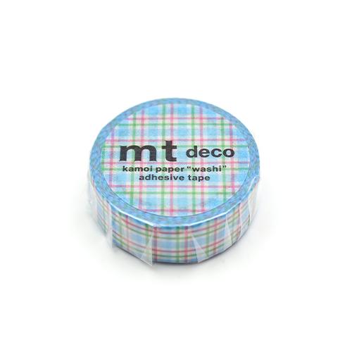 MT Deco Washi Tape Colorful Blue Checkered — pattern detail