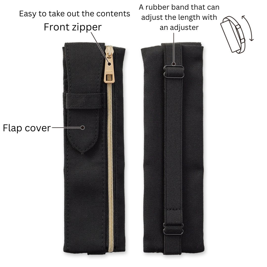 Midori Book Band Pen Case For B6 A5 Notebook Khaki — flat lay