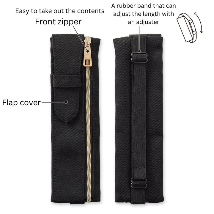 Midori Book Band Pen Case For B6 A5 Notebook Khaki — flat lay