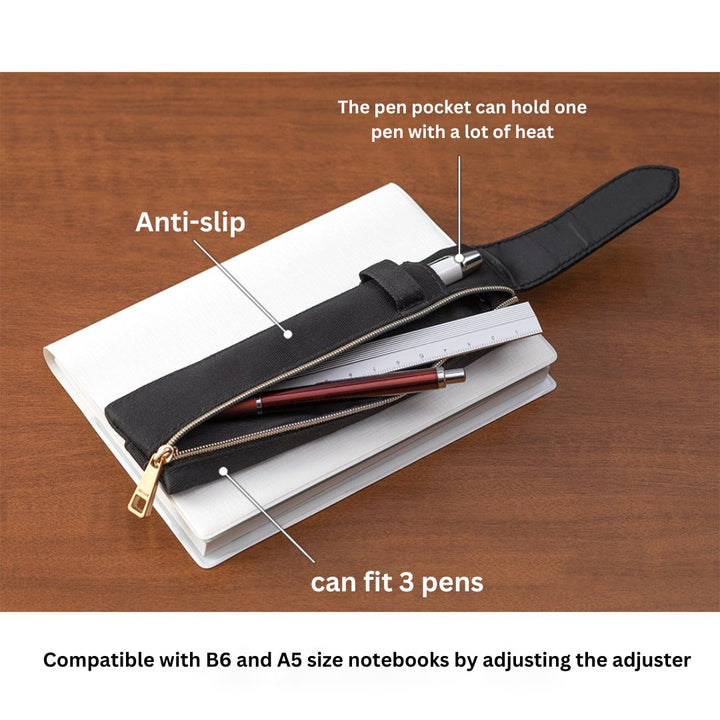 Midori Book Band Pen Case For B6 A5 Notebook Khaki — flat lay