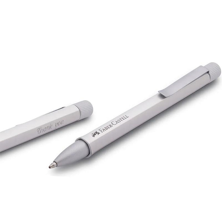 Faber-Castell Hexo Ballpoint Pen - Silver Matt — writing at an angle