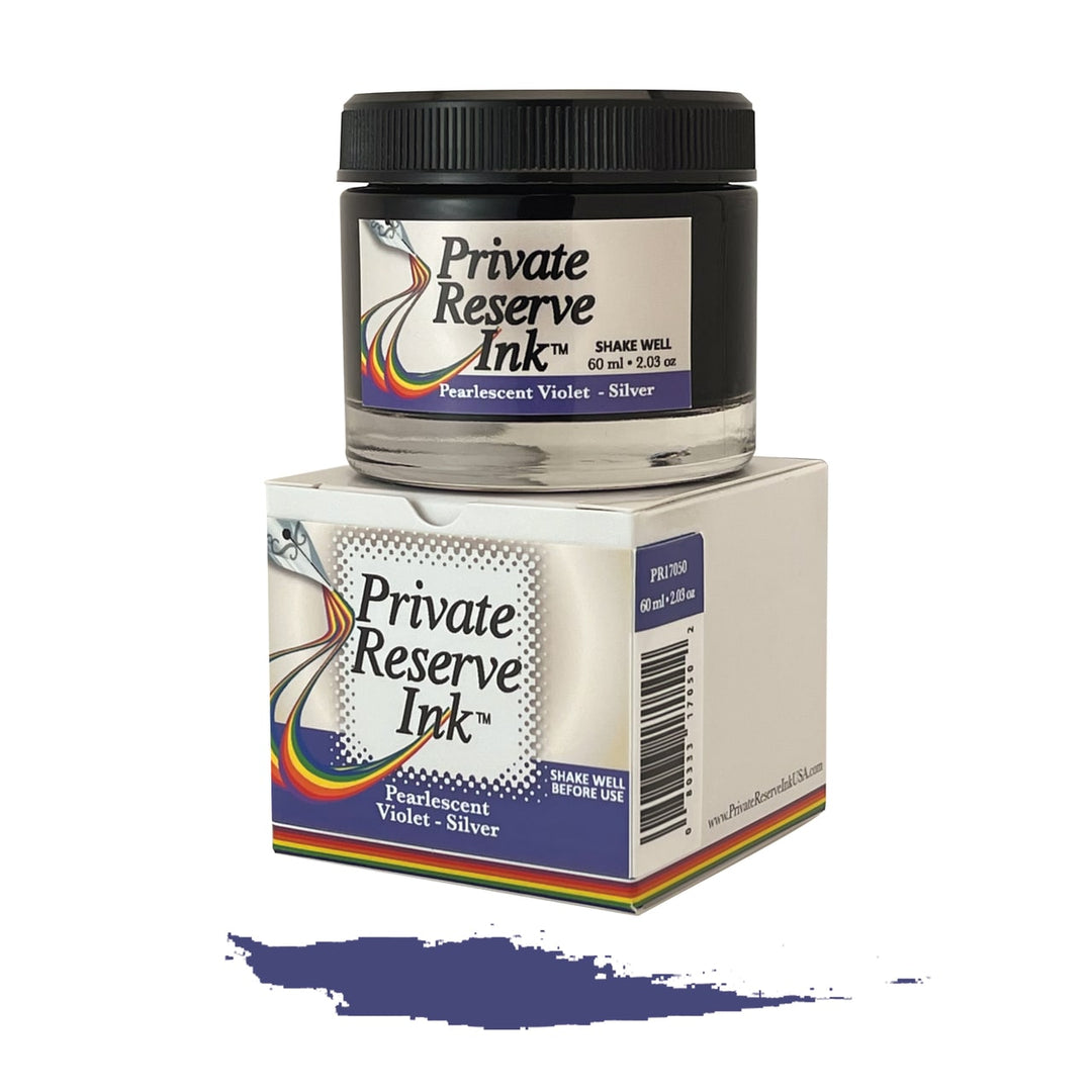 Private Reserve 60ml Ink Bottle Pearlescent Violet-Silver — bottle front