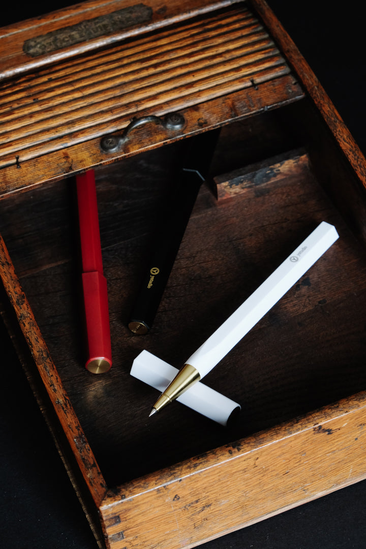 Ystudio Resin Rollerball Pen Red — flat lay