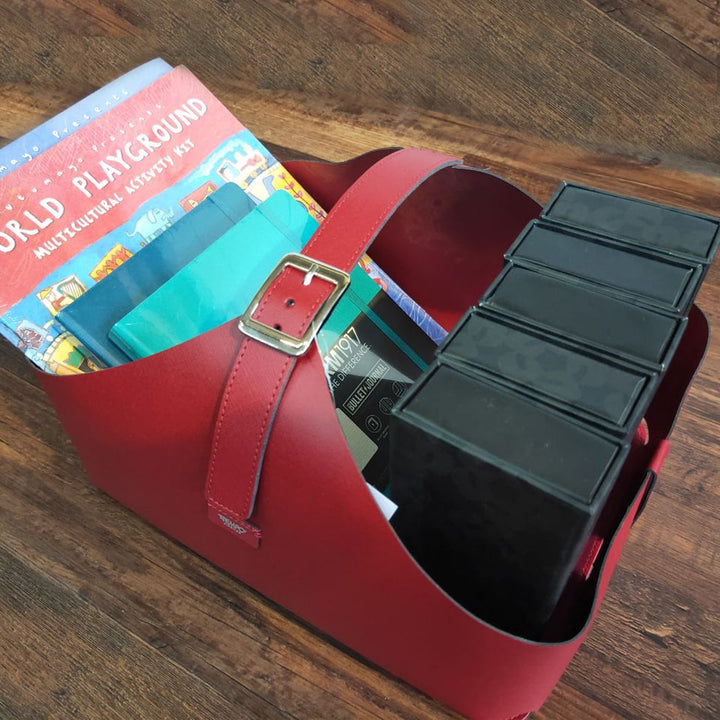 Intempo Leather Magazine Rack — side view