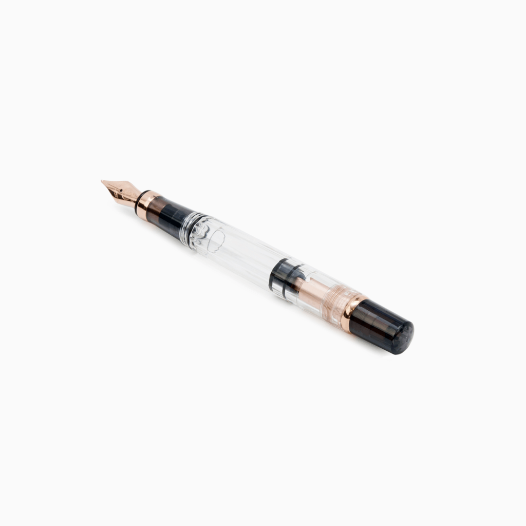 TWSBI Diamond 580 Fountain Pen Smoke RG II — flat lay
