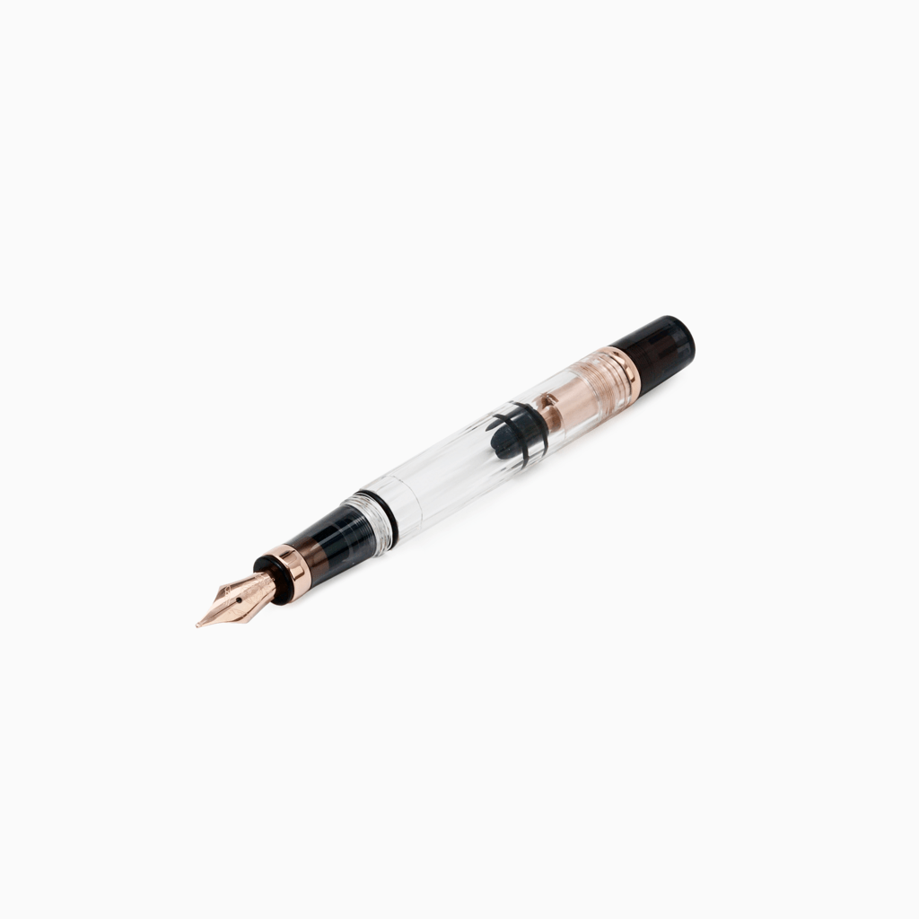 TWSBI Diamond 580 Fountain Pen Smoke RG II — flat lay