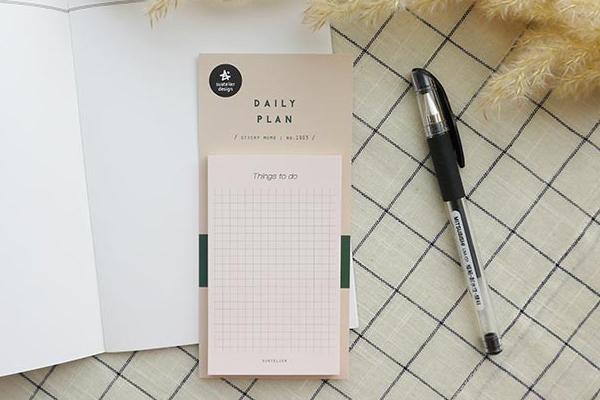 Suatelier Daily Plan Sticky Memo - Daily Plan Blue — flat lay