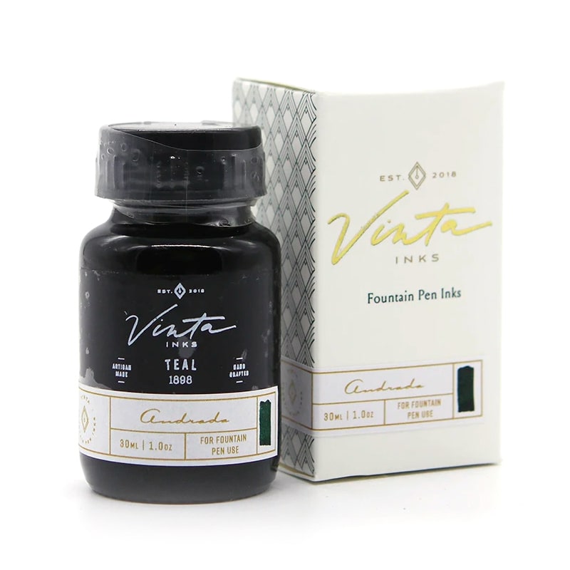 Vinta Inks 30ml Ink Bottle Teal (Andrada 1898) — cap detail
