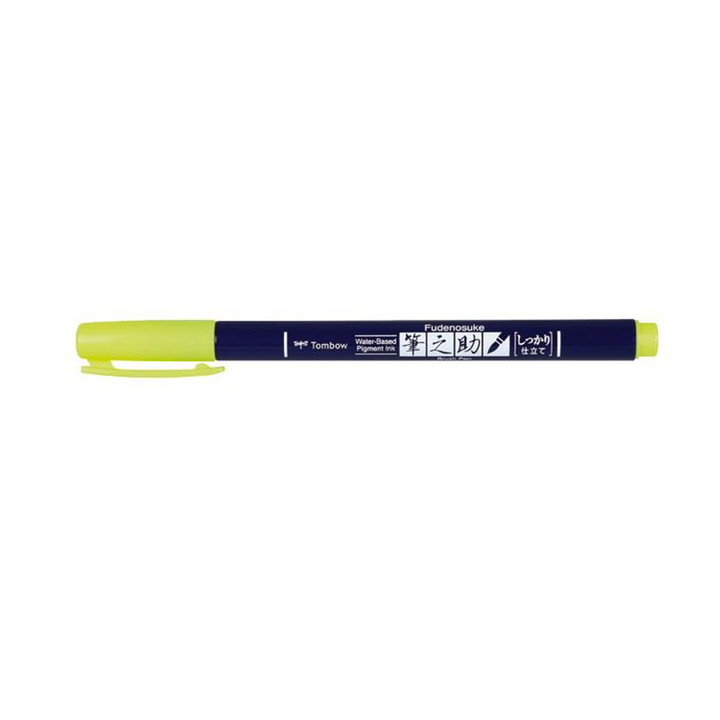 Tombow Fudenosuke Neon Colour Hard Tip Brush Pen — flat lay
