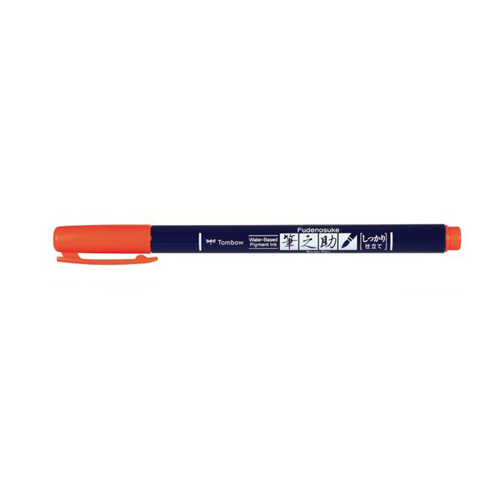 Tombow Fudenosuke Neon Colour Hard Tip Brush Pen — flat lay