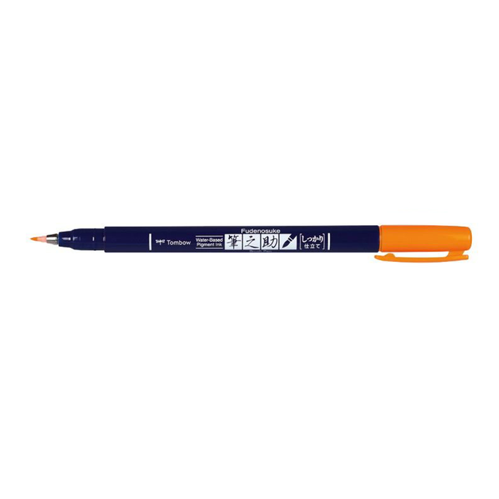 Tombow Fudenosuke Neon Colour Hard Tip Brush Pen — flat lay