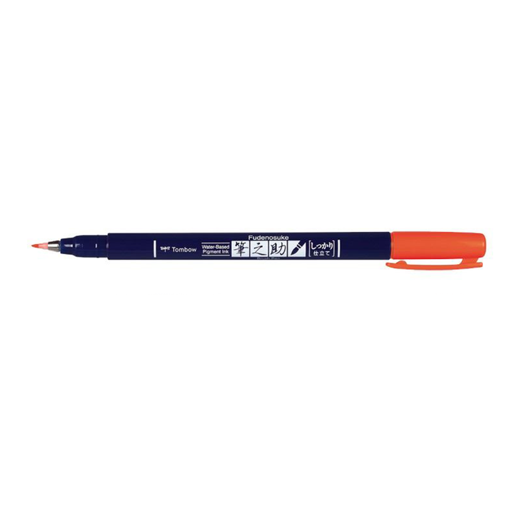 Tombow Fudenosuke Neon Colour Hard Tip Brush Pen — flat lay