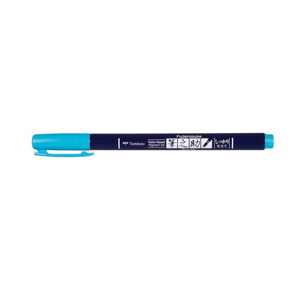 Tombow Fudenosuke Neon Colour Hard Tip Brush Pen — flat lay