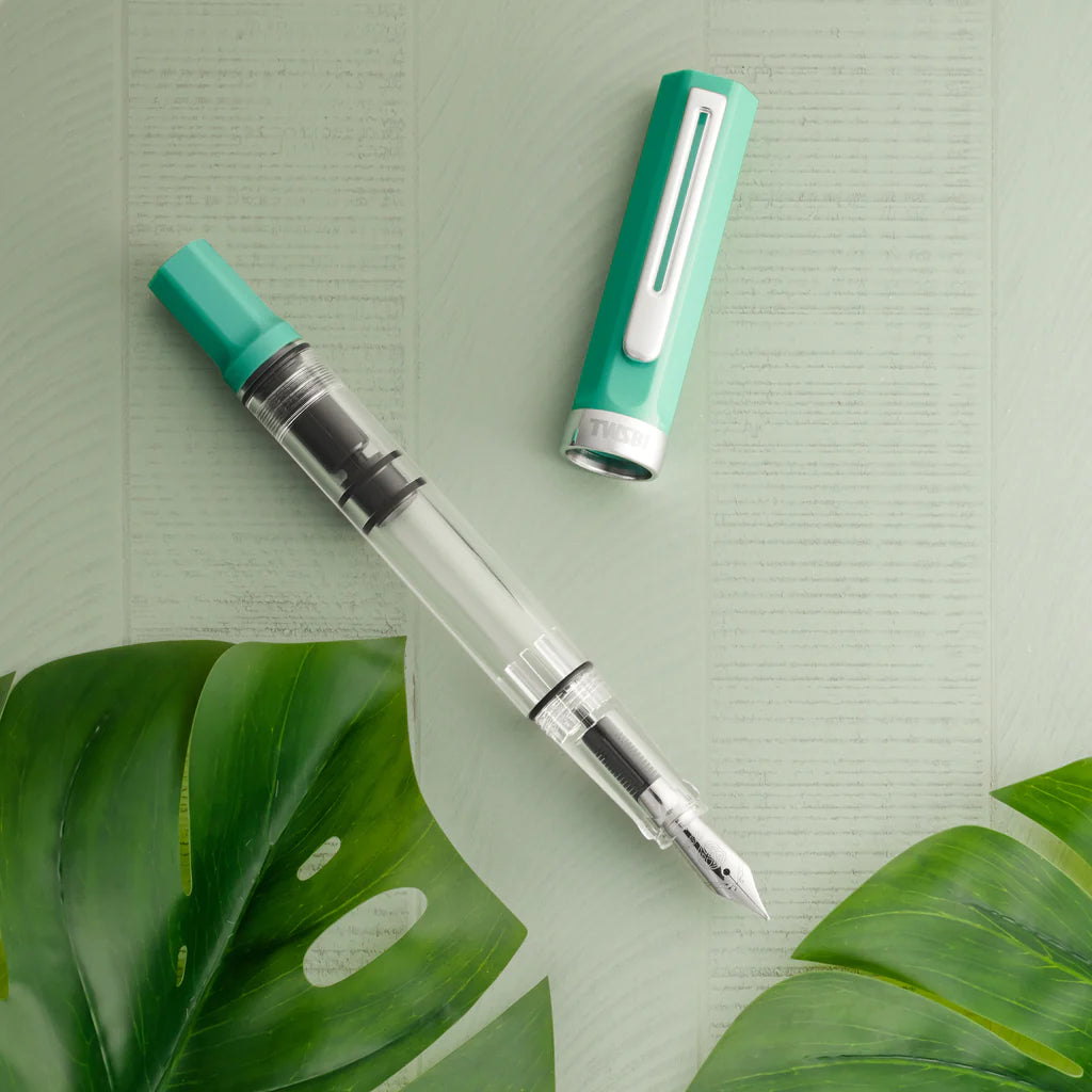 TWSBI ECO Fountain Pen Persian Green — flat lay