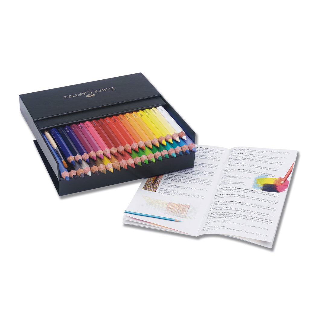 Faber-Castell Polychromos Artist Watercolour Pencil Set of 36 with Brush — side view