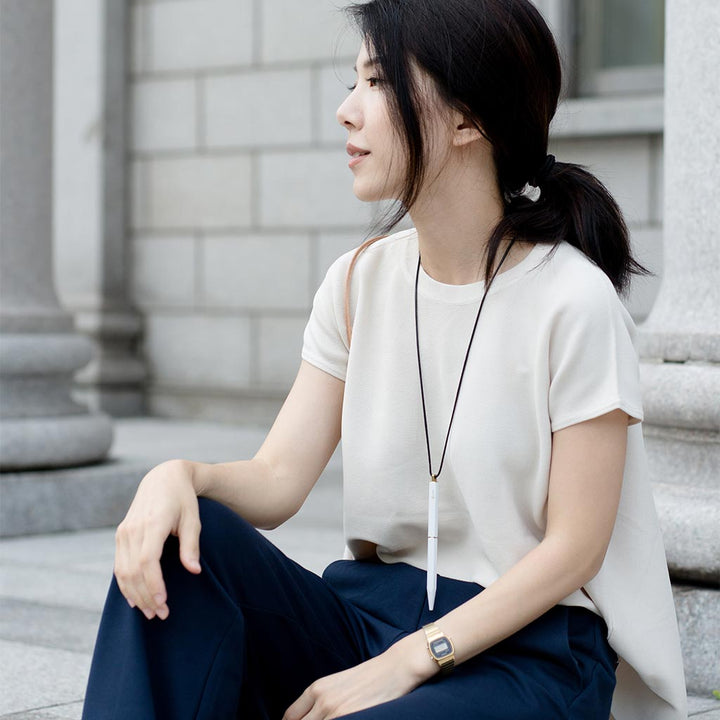 Ystudio Brassing Portable Ballpoint Pen White — flat lay